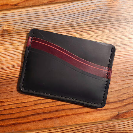 3 Pocket Minimalist Wallet Black and Oxblood